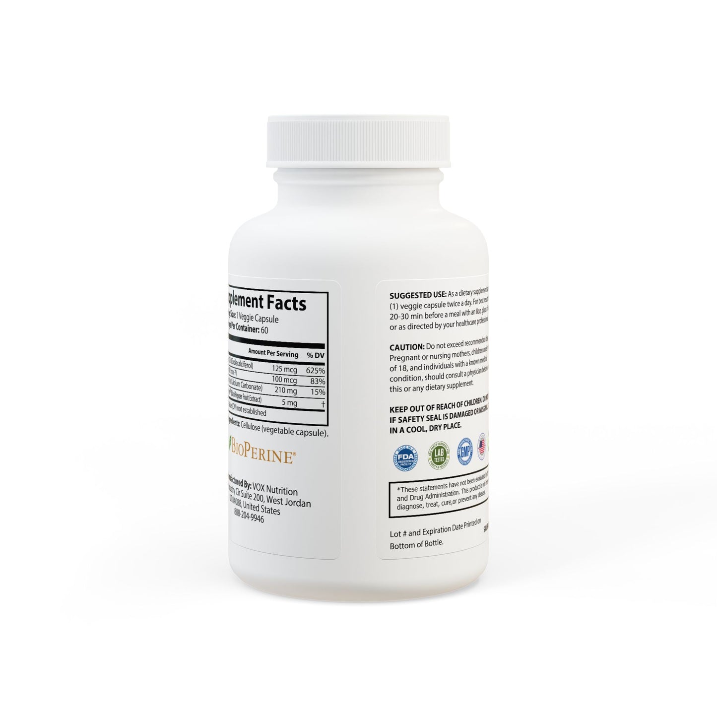 Vitamin K2 + D3 Supplement (60 Capsules), by Diamond View Farms