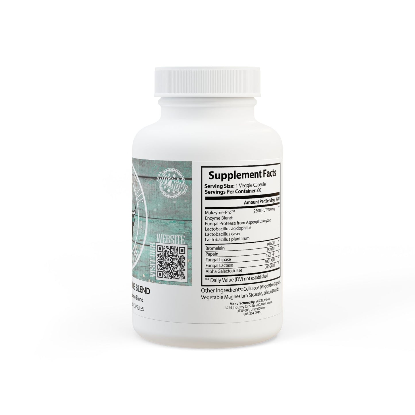 Digestive Enzyme Blend Supplement (60 Capsules), by Diamond View Farms