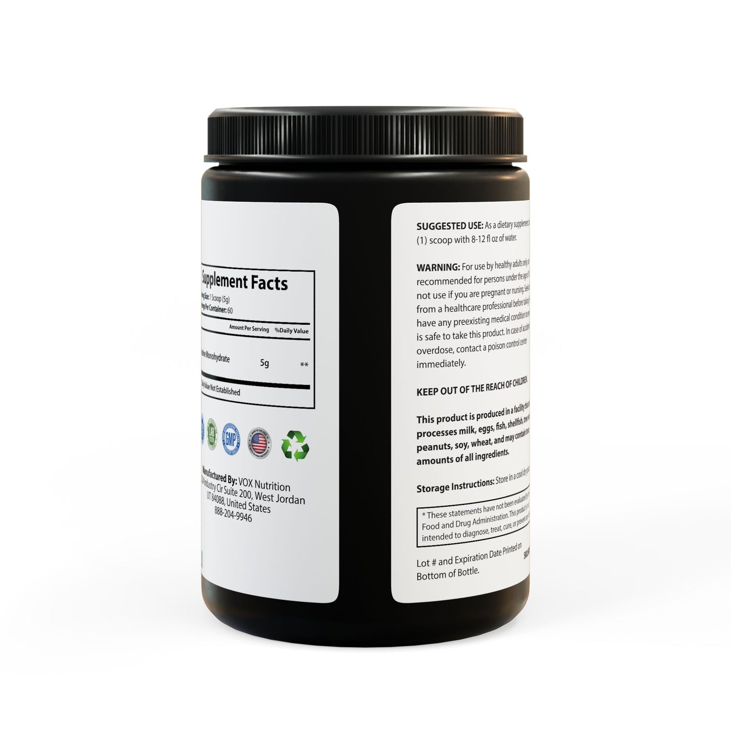 Creatine Monohydrate Supplement (300g, 10.58oz), by Diamond View Farms