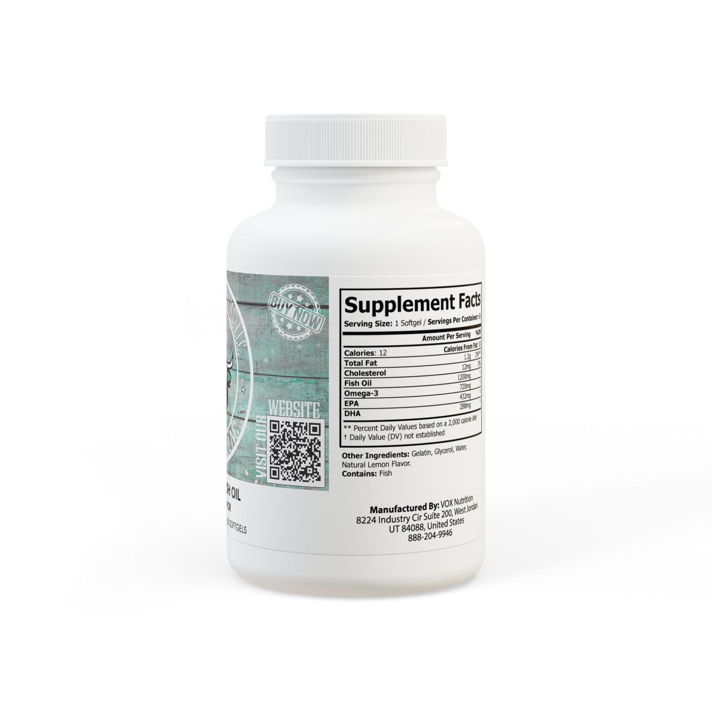 Omega 3 Fish Oil Supplement (60 Softgels), by Diamond View Farms