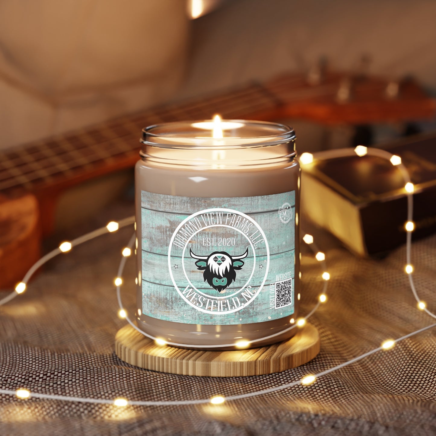 Rustic Scented Candle - 9oz Farmhouse Decor with Custom Logo, by Diamond View Farms