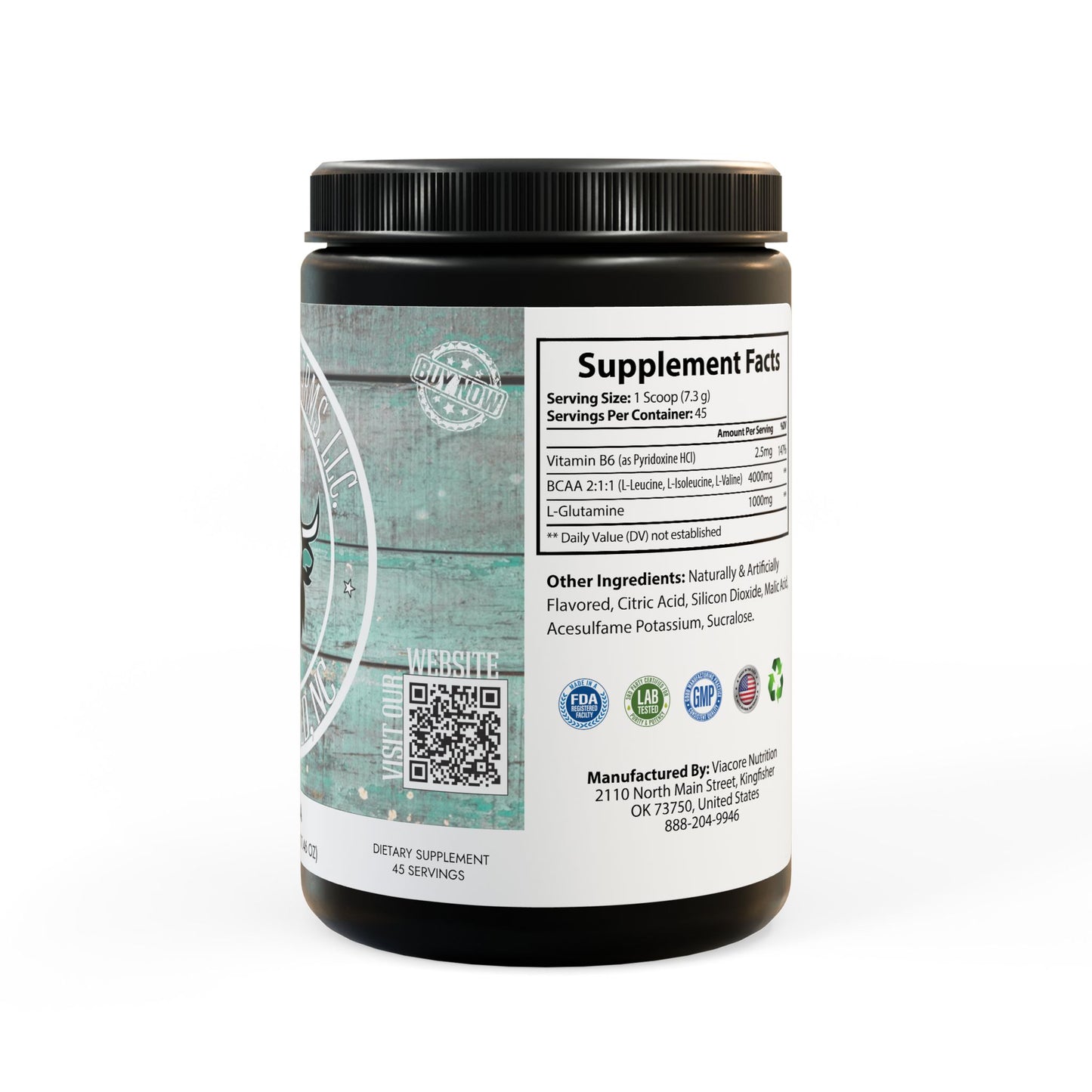 BCAA Supplement, Watermelon (325g, 11.46oz, 45 servings), by Diamond View Farms