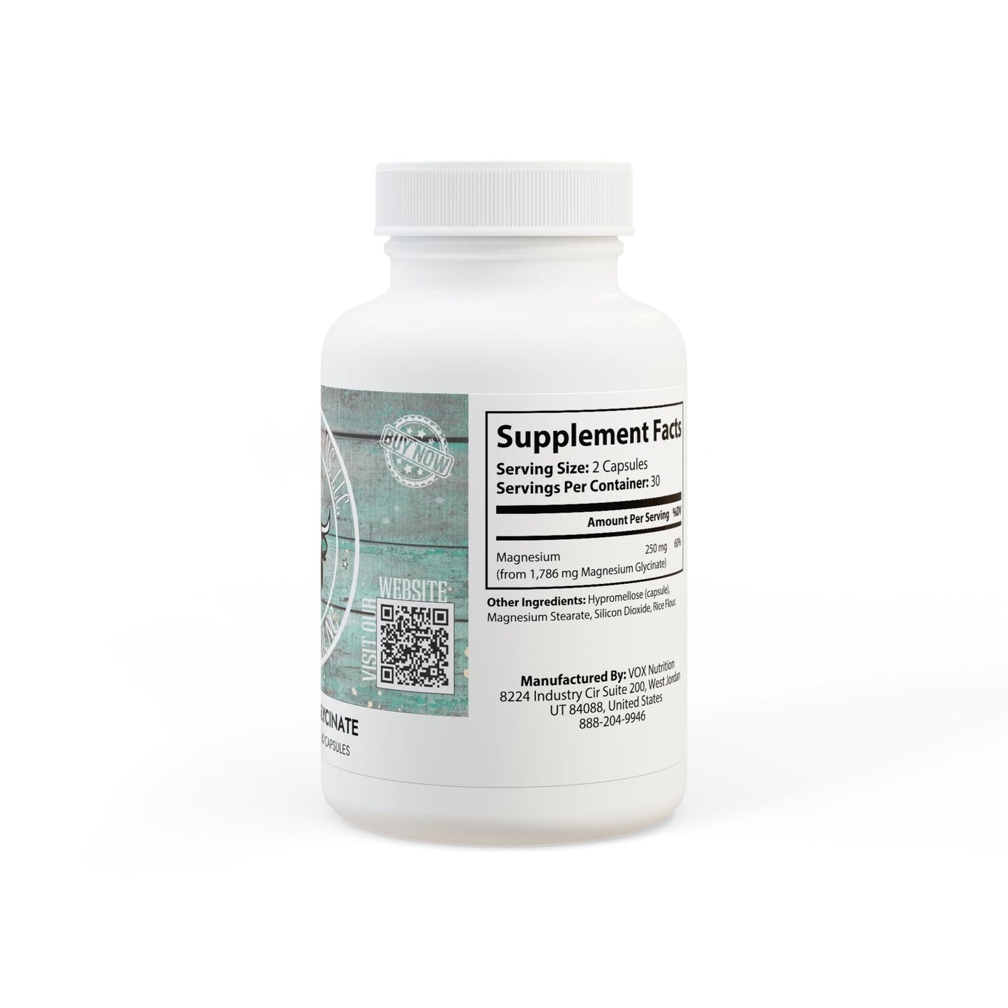 Magnesium Glycinate Supplement (60 Capsules), by Diamond View Farms