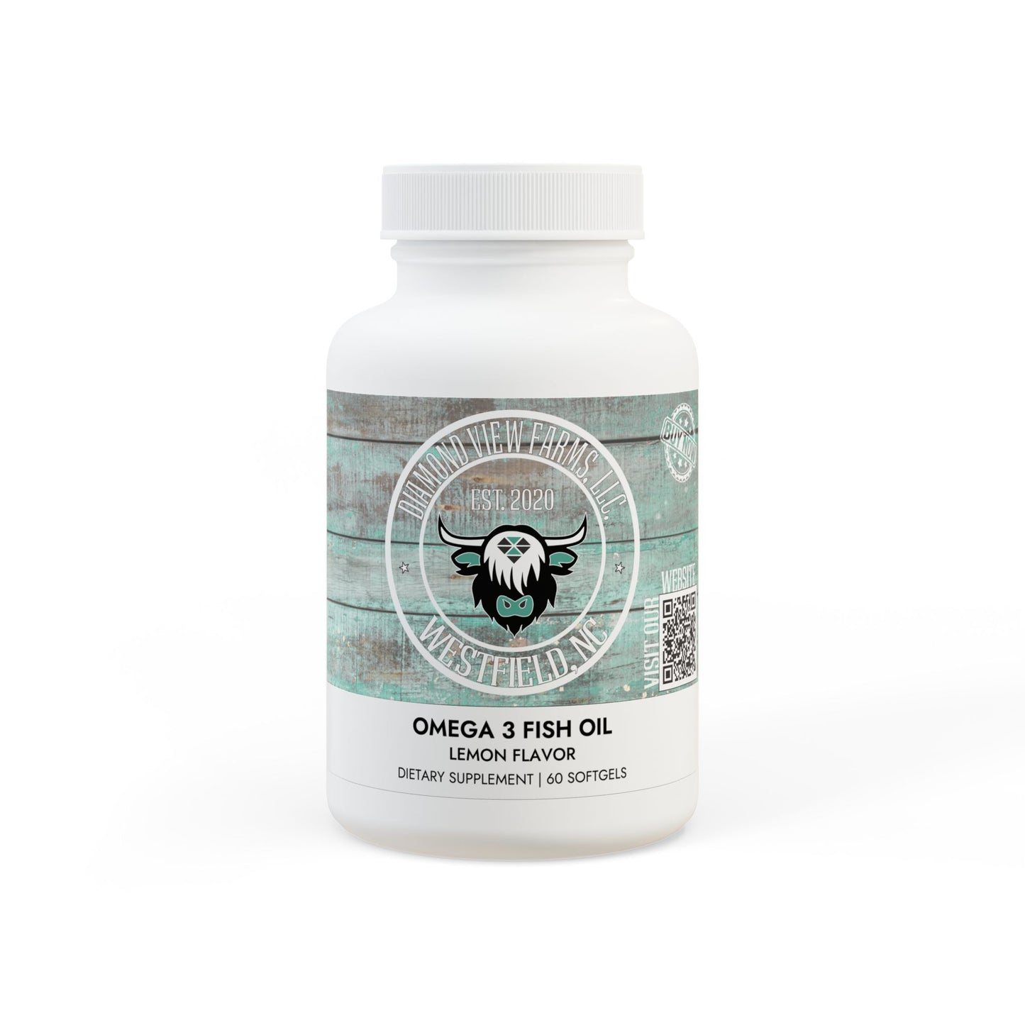 Omega 3 Fish Oil Supplement (60 Softgels), by Diamond View Farms