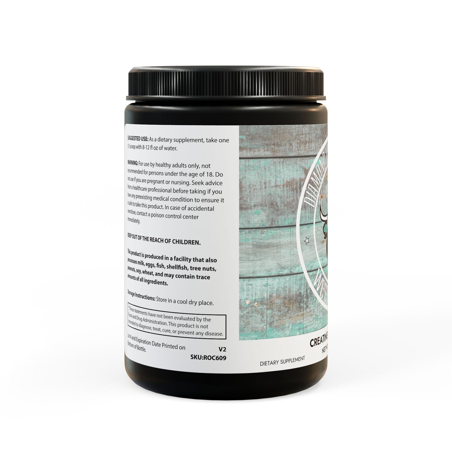 Creatine Monohydrate Supplement (300g, 10.58oz), by Diamond View Farms