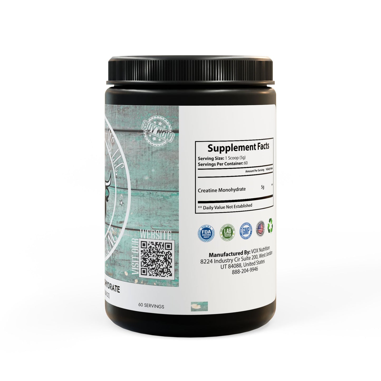 Creatine Monohydrate Supplement (300g, 10.58oz), by Diamond View Farms