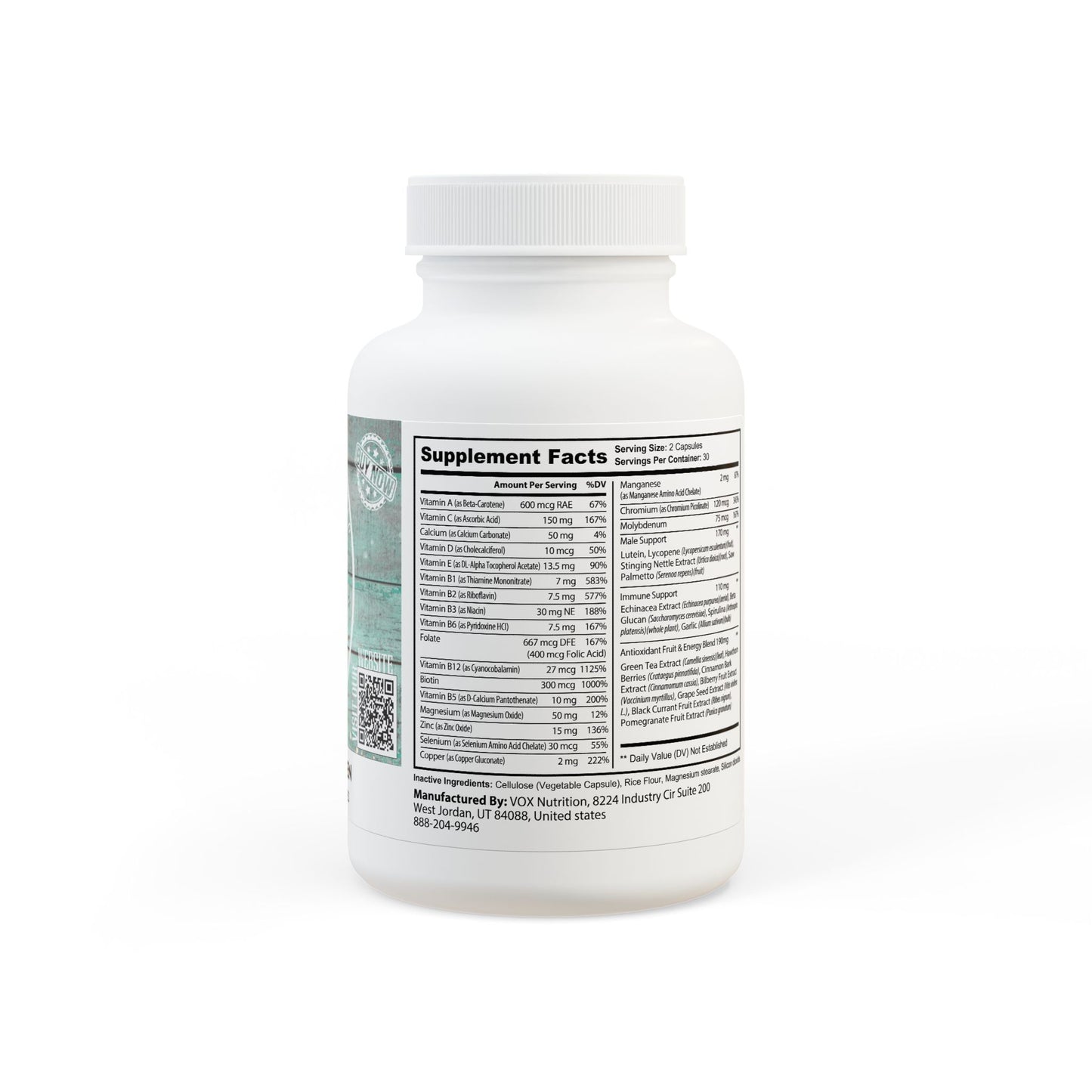 Multivitamin for Men Supplement (60 Capsules), by Diamond View Farms