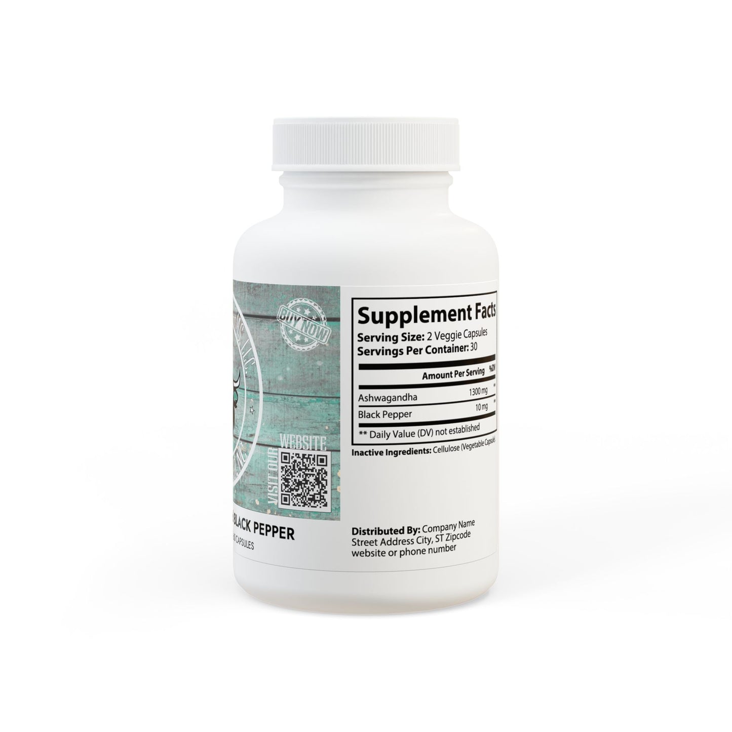 Ashwagandha and Black Pepper Supplement (60 capsules), by Diamond View Farms