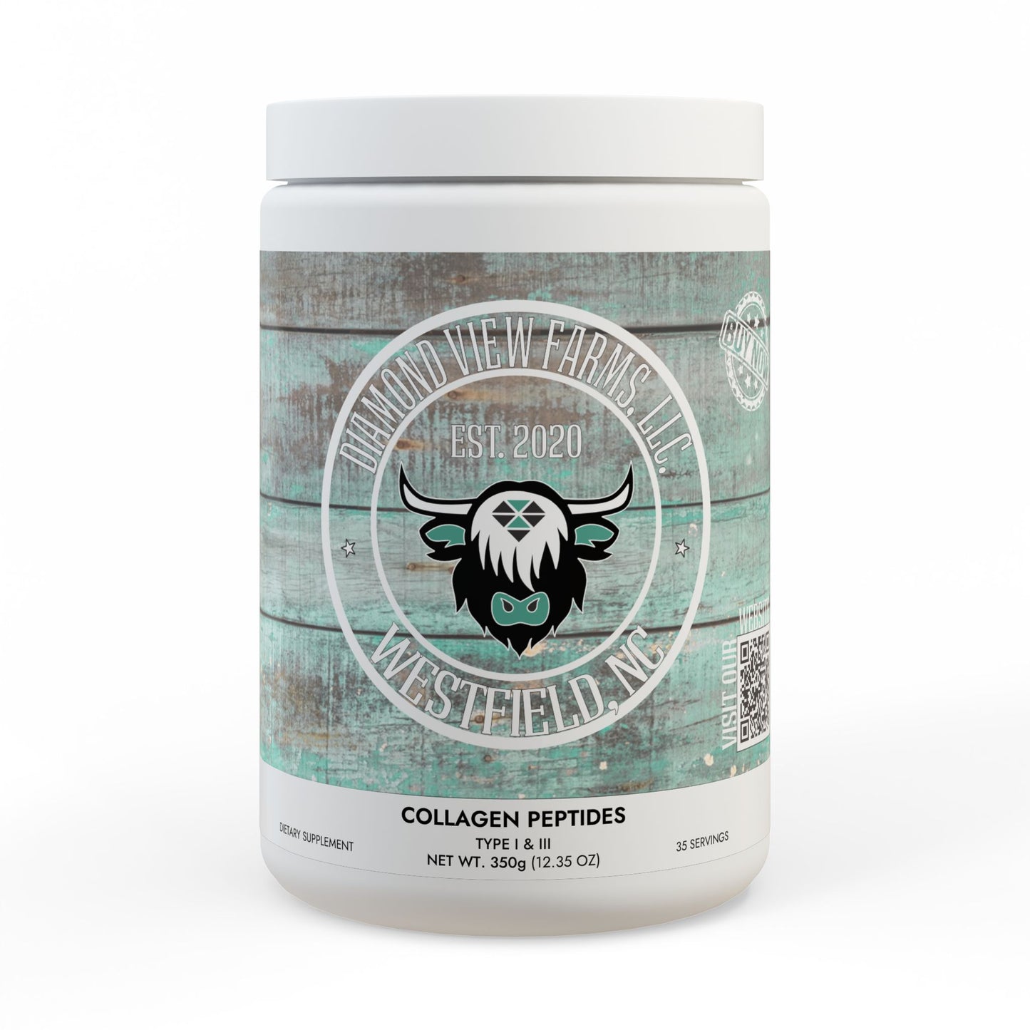 Collagen Peptides Type I & III Supplement (350g, 12.3oz), by Diamond View Farms