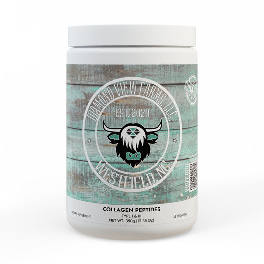 Collagen Peptides Type I & III Supplement (350g, 12.3oz), by Diamond View Farms