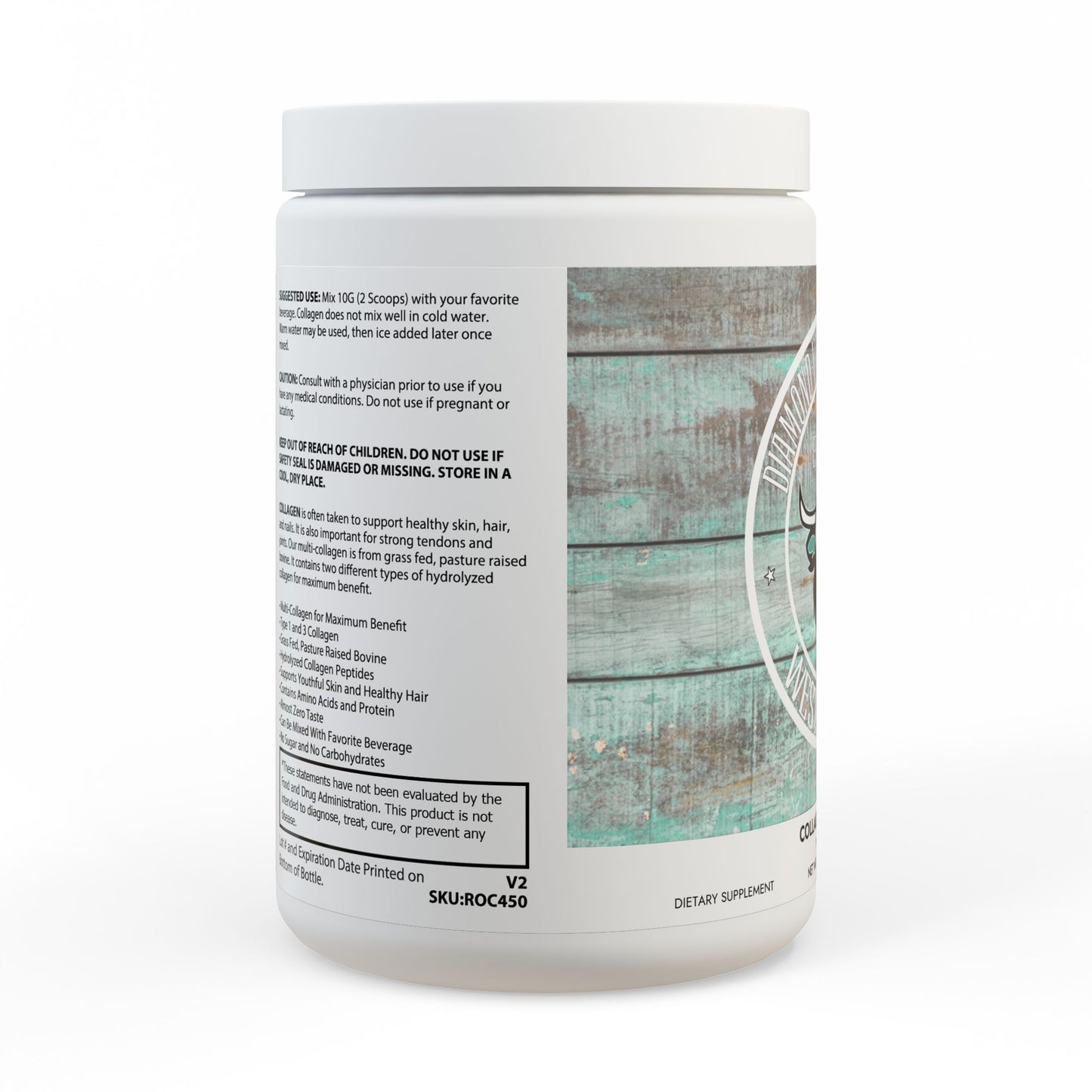 Collagen Peptides Type I & III Supplement (350g, 12.3oz), by Diamond View Farms