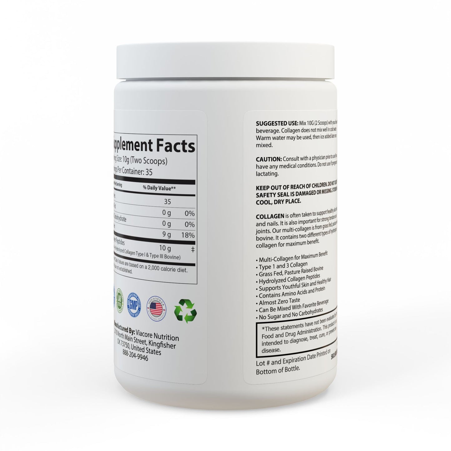 Collagen Peptides Type I & III Supplement (350g, 12.3oz), by Diamond View Farms